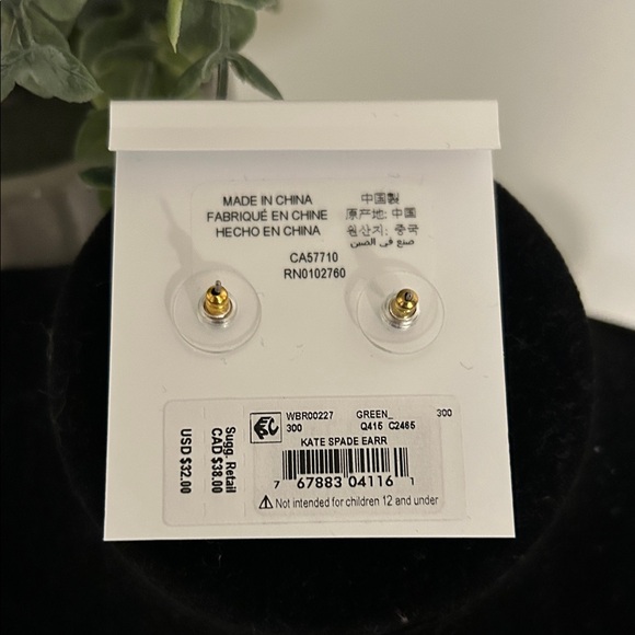 Kate Spade Green and Gold Earrings NWT - Picture 2 of 4